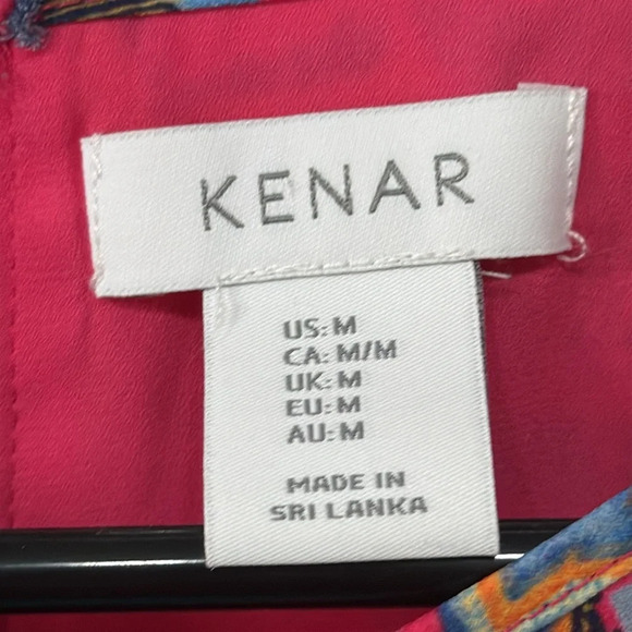 Kenar Abstract Print Sleeveless Top in Vibrant Pink and Oranges Size M - Picture 2 of 4